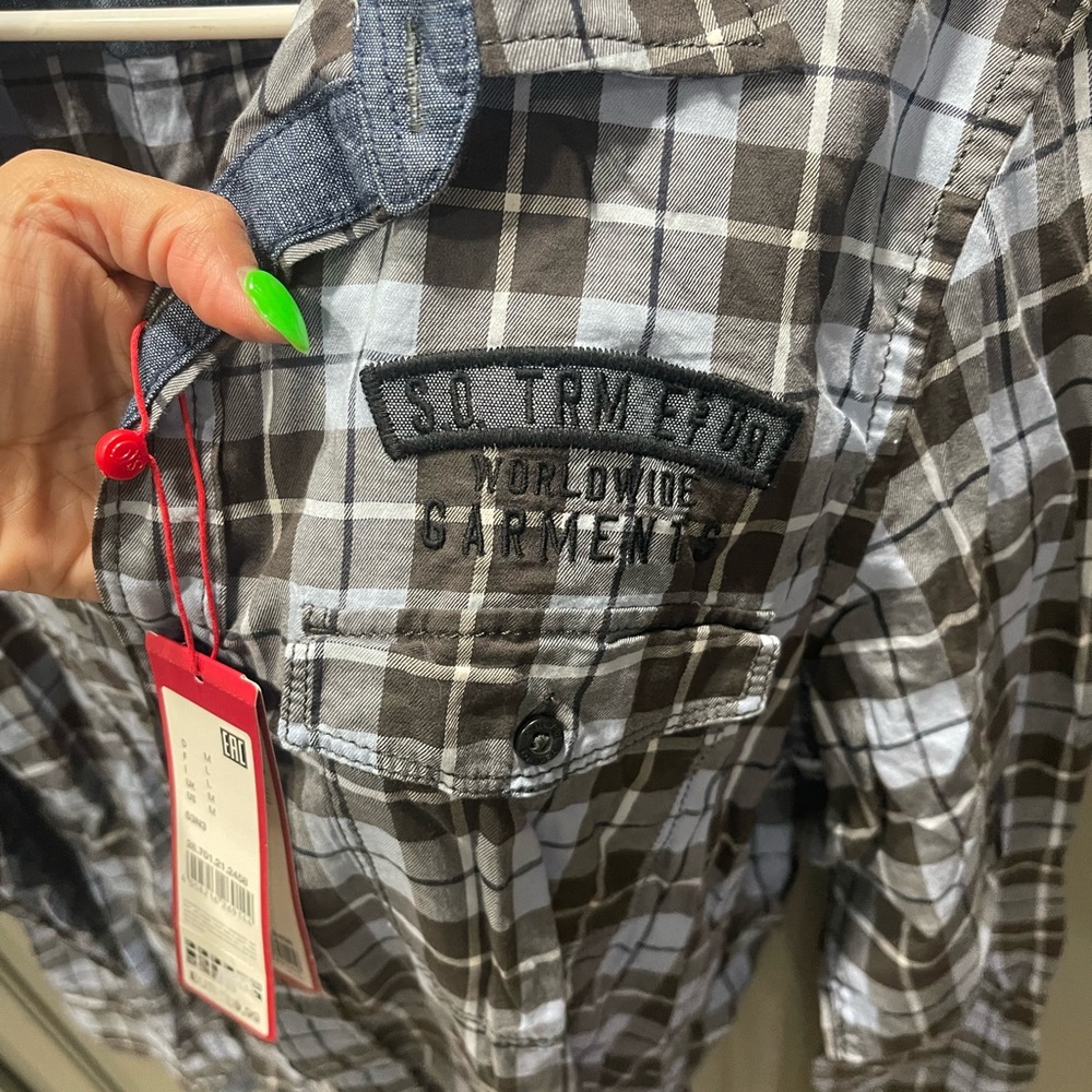Men's Plaid Shirt - Black and White